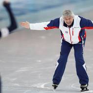 Sáblíková a trenér Novák po závodě žen na 5 000 metrů v rychlobruslení během ZOH ve Vancouveru, 2010. 
