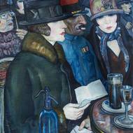 Hans Thuma: Nádražní restaurace, 1925, olej, plátno, 87 × 72 cm, Národní památkový ústav, územní odborné pracoviště v Ústí nad Labem.