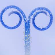 Zvětšená tyčinka pokrytá pylem v zahradě rakouského fotografa Manfreda Auera.