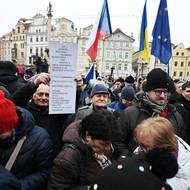 Demonstrace na podporu prezidenta Petra Pavla.