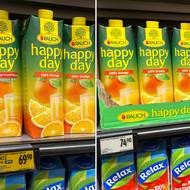 Ceny v prodejně Albert v Poděbradech. Srovnání z 8. prosince (vlevo) a 6. ledna (vpravo).