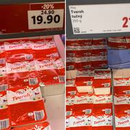 Ceny v prodejně Lidl v Poděbradech. Srovnání z 8. prosince 2025 (vlevo) a 6. ledna 2026 (vpravo).