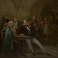 Josef Navrátil: Ve sklepě Chlumeckého, 50. léta 19. století, Národní galerie v Praze.