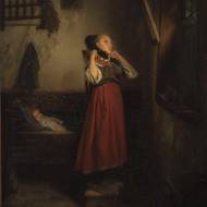 Quido Mánes – Selské děvče před zrcadlem, 1872, dar císaře Františka Josefa I. Moderní Galerii v roce 1907, NGP.