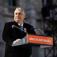 Maďarský premiér Viktor Orbán na náměstí Lajose Kossutha.