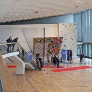 Slavnostní uvedení do provozu sportovně-společenské haly, která vznikla v bývalé výpravní budově železničního nádraží v Havířově, 15. září 2022. Na snímku je tělocvična.