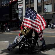 Protest No Kings v ulicích New Yorku.
