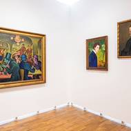 Vlevo je olejomalba Kavárna od Bohumila Kubišty z roku 1910.