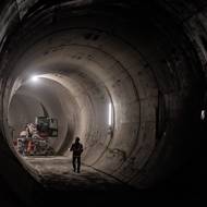 Budoucí jednokolejný tunel ve směru z Pankráce na Ryšánku.