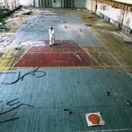 Tělocvična ve škole v Pripjati. 