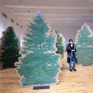 Lesem Xénie Poldaufové se lidé projdou v horním patře galerie.