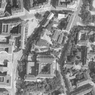 Ortofotomapa z roku 1966, na místě stála skupina domů.