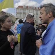 Komunistické oslavy konce druhé světové války na Staroměstské náměstí.