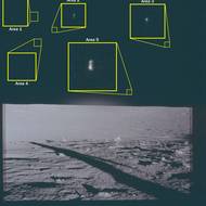 Další fotografie z mise Apollo 12 vyobrazující zatím několik anomálií, které si americké úřady zatím nedokázali vysvětlit. Barvu snímku pozměnilo ministerstvo obrany záměrně, aby poukazovalo na neobvyklý úkaz.