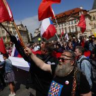 Komunistické oslavy konce druhé světové války na Staroměstské náměstí.