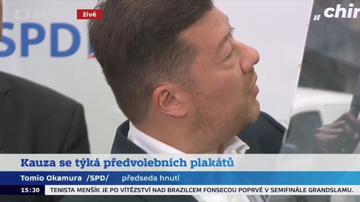 Česká televize ve vysílání neukázala plakáty SPD. Okamura mluví o cenzuře
