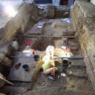 Archeologické práce na pražském Vyšehradě.