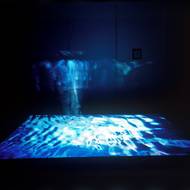 Tomáš Ruller: Na vodě - video sprcha, místně specifická video‑instalace. Příroda v pohybu, Mánes, Praha, 1994. Video-instalace projektující na podlahu výstavní síně vodí hladinu pod ní.