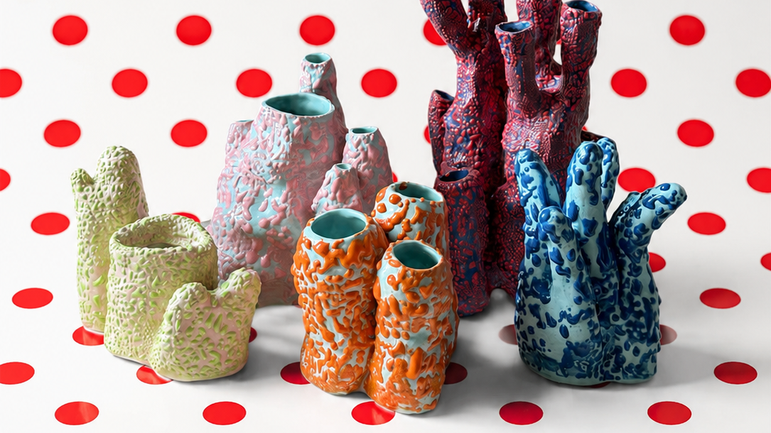 Pokřivené skleničky či vázy jako korálový útes. Czech Design Week je plný nápadů