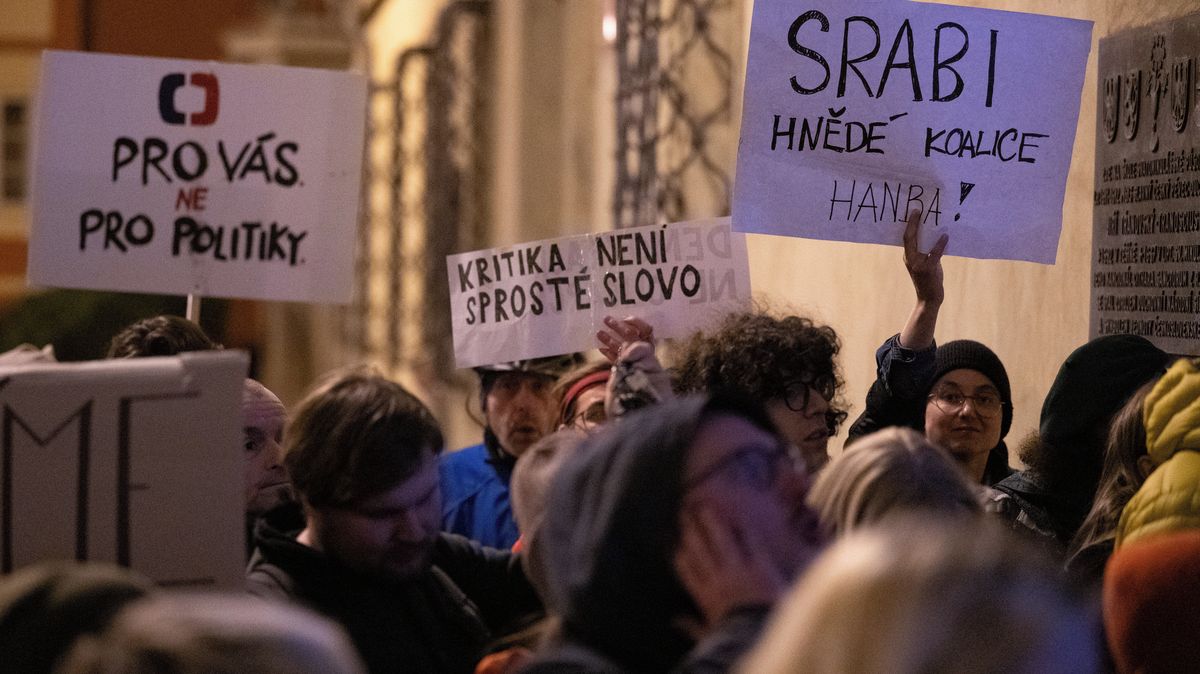 Při nočním protestu u Sněmovny policie zajistila kvůli přestupku jednu osobu